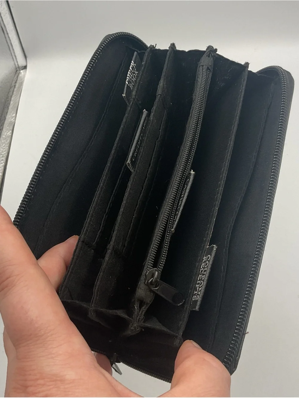 Vintage Rosetti Black Faux Leather Zip Around Clutch Wallet Organizer Pockets
